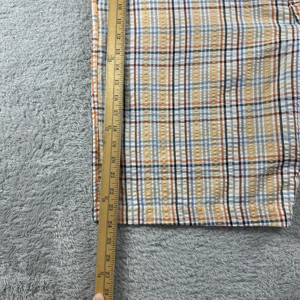 Gino Lussari Seerksucker Shorts‎ Mens 42 Plaid Lightweight Golf Spring Summer